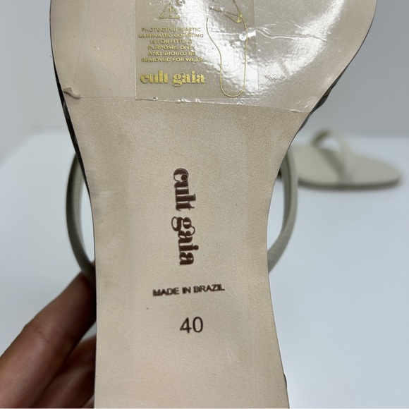 Cult Gaia Eva Leather Wedge Slide Sandals white sz 40 New - Picture 9 of 10